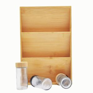 Bamboo <b>Spice</b> Rack With Glass <b>Jars</b> Wooden Storage Organizer For Kitchen Countertop Herb And <b>Spice</b> Tools - Product Image 2