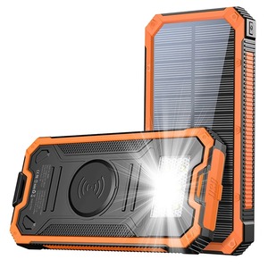 Batterie Externe Solaire Portable Ultra-Mince 15000mAh Étanche avec Double Port USB en Aluminium et Silicone, Sortie 10W, Batterie Li-Polymère, Crochet – Nouveauté Voyage - Product Image 1