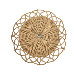 Napperon en rotin brun naturel encastré, pour table à manger, accessoires de décoration de table de mariage du Vietnam - Product Image 6