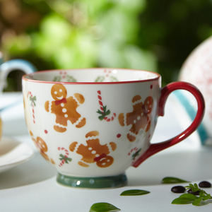 En stock usine – Tasse à petit-déjeuner 450 ml « Reine et Bonhomme de neige de Noël », tasse à café peinte à la main, mugs en céramique pour thé et lait - Product Image 2