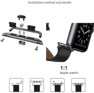Diseño personalizado de acero inoxidable dorado Smartwatch accesorios 38 40 42 44mm conector adaptador de resorte para Apple Watch - Product Image 3