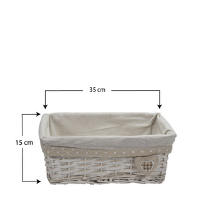 Ensemble de 3 paniers de rangement rectangulaires en osier blanc avec doublures pour l'organisation de la maison - Product Image 4