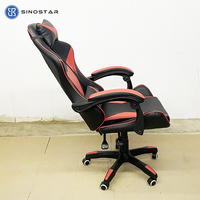 Chaise de gaming en cuir économique, ergonomique, de direction, réglable en hauteur, convertible, inclinable, avec fonction rafraîchissante, style racing