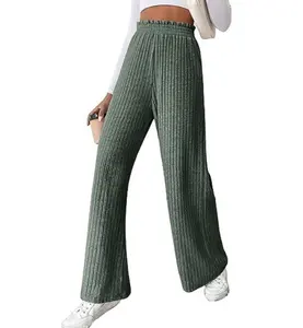 Europe and the United States autumn and winter women's new explosive fashion casual loose knitted plain pants