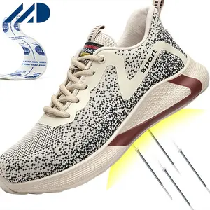 Customize Fly Woven Fabric Labor Protection Shoes Fashion Lightweight Men's Steel Toe Work Safety Shoes