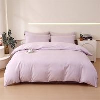 Housse de couette 100 % coton, ensemble housse de couette et taie d'oreiller en coton à fibres longues, sergé pur coton haute densité, couleur unie