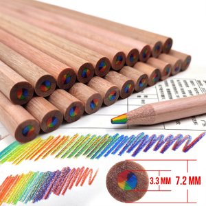 Crayons en bois hexagonaux multicolores de haute qualité en gros, 4 couleurs en 1 mine, crayons de couleur arc-en-ciel - Product Image 2