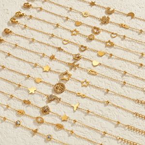 Bracelet en acier inoxydable SL249 avec mini-breloques délicates étoile, lune, cœur, <span class=keywords><strong>arbre</strong></span> <span class=keywords><strong>de</strong></span> <span class=keywords><strong>vie</strong></span> et coquillage, étanche, pour femme, idéal pour la superposition - Product Image 3