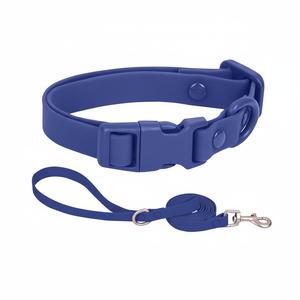 Ovale Conjunto Combo de Correa de Collar Impermeable para Perro, Duradero y Fácil de Limpiar, Para Perros Medianos.(M, Azul Oscuro) - Product Image 1