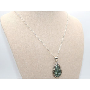 .สร้อยเงิน925รูปหัวใจแบนพร้อมจี้แจสเปอร์สีดำ - Product Image 2