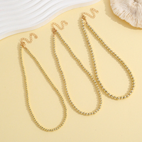 Ensemble de colliers à perles dorées de 3 tailles, chaînes à maillons ronds superposées tendance, bijoux en métal poli, cadeau unisexe