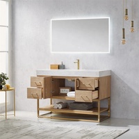 Meuble-lavabo de salle de bain moderne sur mesure Meuble-lavabo de salle de bain avec pieds en métal et étagère à serviettes