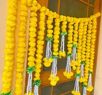 Bunga Marigold buatan Set Bandarwal String garland berat pintu gantung kristal Diwali untuk dekorasi Festival rumah