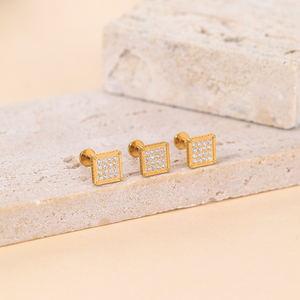 Lingchee 16G G23 Titan CZ paved Quảng trường Top labret <span class=keywords><strong>Studs</strong></span> <span class=keywords><strong>tragus</strong></span> Conch sụn Bông tai xuyên đồ trang sức cho rook Helix Thùy - Product Image 4