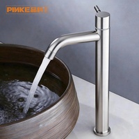 Robinet de lavabo moderne en acier inoxydable nickel brossé, monocommande, à montage sur plan, haut, pour salle de bain