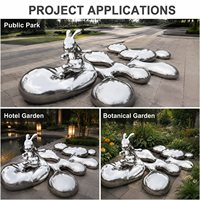 Meilleures ventes : Sculpture de lapin de luxe en acier inoxydable poli miroir, pour jardin, parc, hôtel, cour extérieure, taille personnalisée, OEM