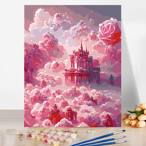 <span class=keywords><strong>Pintura</strong></span> al óleo Digital de Castillo de rosas, relleno DIY, <span class=keywords><strong>pintura</strong></span> al óleo abstracta dibujada a mano, <span class=keywords><strong>pintura</strong></span> acrílica, <span class=keywords><strong>pintura</strong></span> por números, decoración - Product Image 1