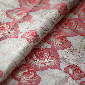 Tissu Jacquard en brocart métallique à motif Floral Offres Spéciales 100% Polyester pour robe de dame - Product Image 2
