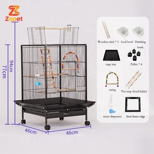 Cage <span class=keywords><strong>à</strong></span> oiseaux en métal de haute qualité avec roulettes, support stable et fenêtre d'alimentation, idéale pour l'usage quotidien comme <span class=keywords><strong>maison</strong></span> pour animaux de compagnie - Product Image 6