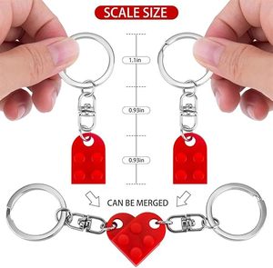 Juego de 2 Llaveros Acrílicos con Forma de Corazón para el Día de San Valentín, Bloques de Construcción de Ladrillos, Regalos de Amor para Parejas, Novios y Novias - Product Image 2