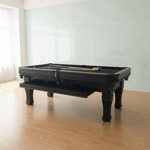 โต๊ะพูลขนาด 6 ฟุต 7 ฟุต 8 ฟุต พร้อมลิ้นชัก โต๊ะบิลเลียดไม้เนื้อแข็งหินชนวนธรรมชาติสุดหรูทันสมัย พร้อมท็อปแบบเทนนิสและม้านั่ง - Product Image 3