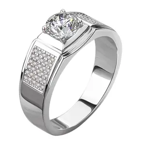 Husky Full Star 1 Karaat Bruiloft Diamanten Sieraden 925 Sterling Zilveren Ring Voor Mannen