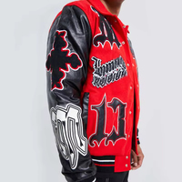 Blouson d'aviateur en cuir brodé d'appliques Hip Hop pour hommes, vêtements personnalisés des fabricants