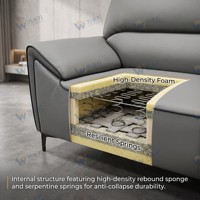 Ensemble de canapés de bureau en cuir véritable - Éponge haute densité - Pieds en acier laminé à froid - Design moderne - Utilisation commerciale - Salon - Hôtel