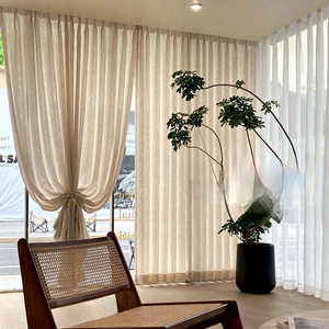 Tenda velata moderna in poliestere trasparente con filtraggio della luce per soggiorno e decorazione di finestre a baia - Product Image 1