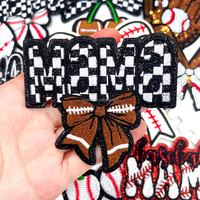 En stock : Patchs à sequins, broderies chenille scintillantes et badges sportifs à nœud pour casquette de camionneur et DIY, motifs Baseball, Football, Soccer, Mama.