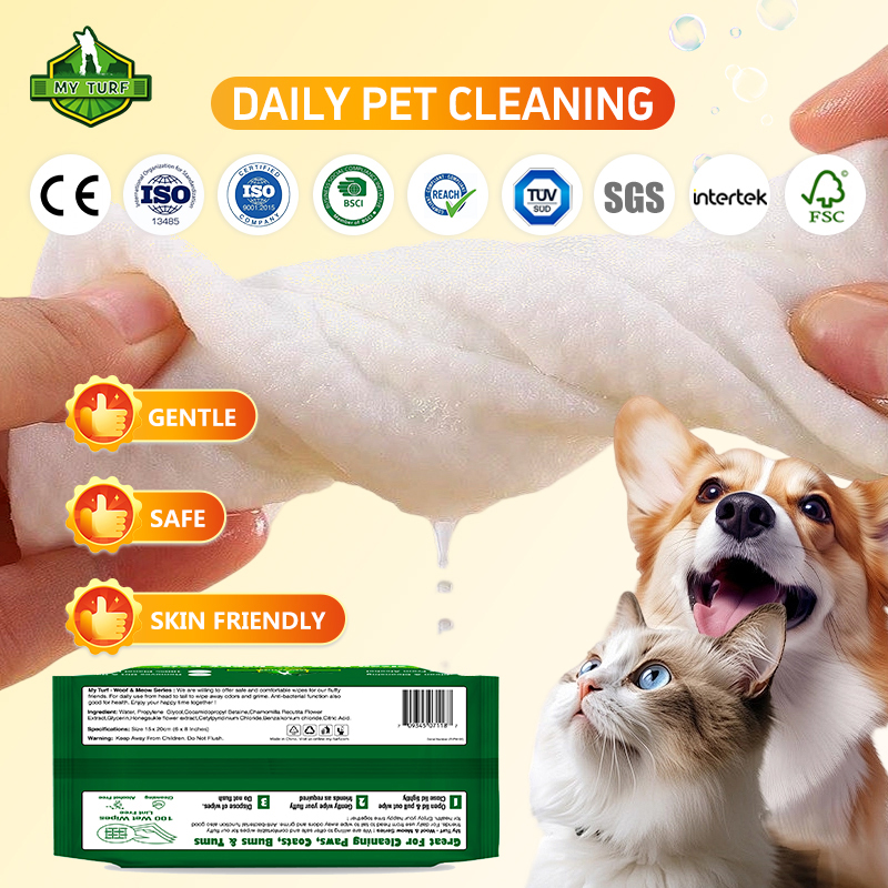 My Turf 100% Biodegradable Bamboo Fiber Pet Wipes - Eco-Friendly Dog Cat Cleaning