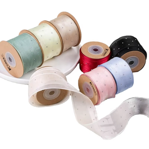 Pita Tulle berlian imitasi polos Solid 4/5cm gaya manis untuk Diy pita dekorasi kotak hadiah pita Organza berlian - Product Image 4