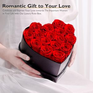 16 piezas de flores naturales para siempre, rosas preservadas, <span class=keywords><strong>flor</strong></span> inmortal que dura un año, caja con forma de corazón de Rosa real eterna - Product Image 4