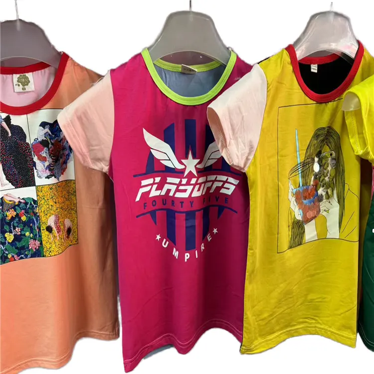 חולצת טריקו מצוירת כותנה קיץ זולה לילדים עיצוב חיבור נוח לילדים