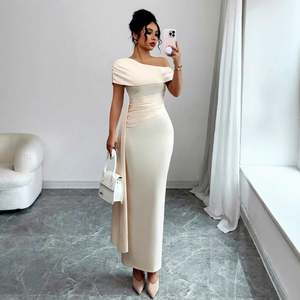 Women's Summer Socialite Style Asymmetrical High Waist Anti-static Elegant Backless Sexy <strong>Dress</strong> Raglan - Product Image 2
