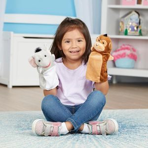 Juego de 6 marionetas de mano de <span class=keywords><strong>animales</strong></span> de felpa suave para niños pequeños, incluye elefante, Tigre, loro, jirafa, mono y cebra - Product Image 2