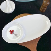 Assiettes à dîner divisées en mélamine de 14 pouces, deux compartiments, style moderne minimaliste, assiettes pour cantine d'étudiants, assiettes pour restauration rapide
