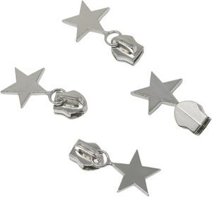 Honbay PCS - Cierre de cremallera de metal con diseño de estrella y anillo plateado de aleación de zinc, deslizadores de cremallera de metal para equipaje, bolsos y ropa. - Product Image 2