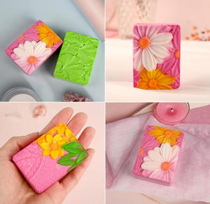 Moldes de Silicona para Jabón, Moldes de Silicona Rectangulares con Patrón de Flores en <span class=keywords><strong>3D</strong></span> para Jabón Hecho a Mano, Bombas de Baño, Velas, Chocolate - Product Image 6