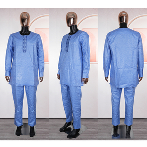 H&amp;D <strong>African</strong> Traditional Attire Formal Bazin Riche Dashiki Outfits Shirt Pants Robe Suit <strong>African</strong> <strong>Wear</strong> for Men - Product Image 2