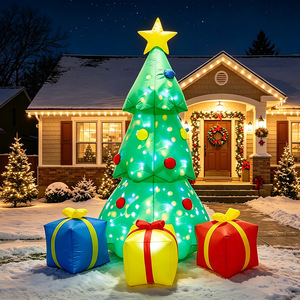 1.8-Meter Christmas <b>Tree</b> Inflatable Gift Box with Built-In LED <b>Lights</b>, <b>Outdoor</b> Courtyard Christmas Decoration Ornaments - Product Image 1