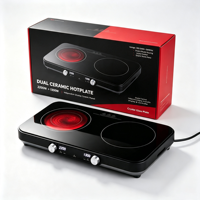 Cuisinière électrique en céramique infrarouge à double brûleur OEM, haute puissance, multifonctionnelle pour usage domestique, certification CE/CB