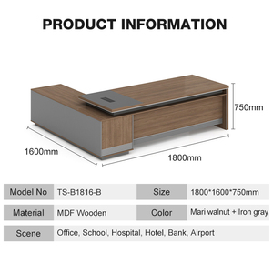 Điều hành góc bàn L hình gỗ hoán đổi cho nhau trái và phải CEO sang trọng nội thất văn phòng điều hành văn phòng bàn - Product Image 2