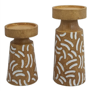 Bougeoirs de pilier de résine de <span class=keywords><strong>bois</strong></span> antique de décoration de maison de 6 pouces - Product Image 3