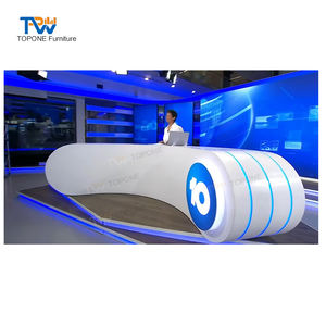 Table de diffusion en forme d'arc blanche personnalisée pour la radiodiffusion et la télévision, pupitre de nouvelles télévisées - Product Image 6