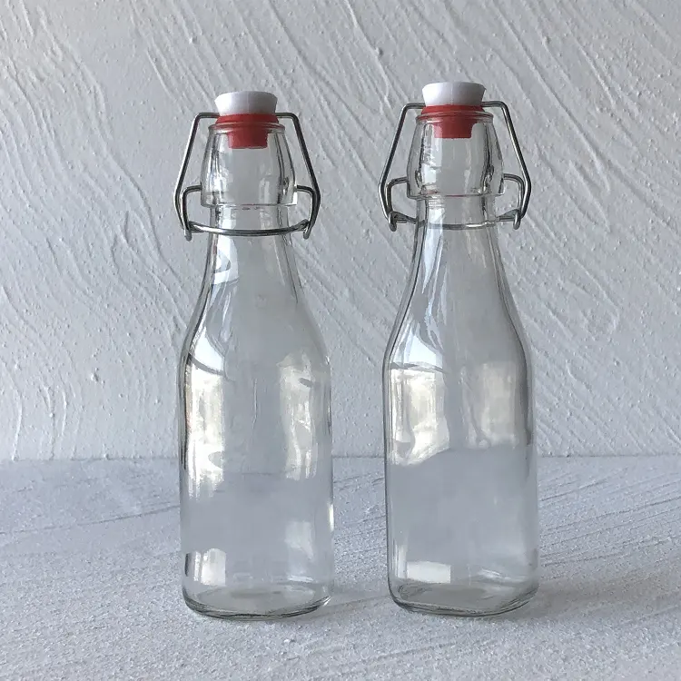 Mini botella hermética de cristal con tapa abatible, 50ml, 60ml, 100ml, 250ml, 500ml, 750ml, 1L, bebida de agua, cerveza, fiesta, recuerdos de boda