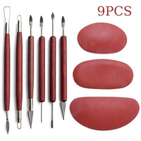 Ensemble d'outils de poterie Bview Art 9 pièces avec 12 embouts de sculpture interchangeables - Kit de gravure de détails avec raclette en silicone pour la céramique DIY