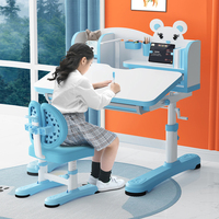 Ensemble table et chaise d'étude ergonomique pour enfants, réglable en hauteur, inclinable, en bois moderne et écologique, avec rangement intégré et gestion des câbles, pour chambre à coucher