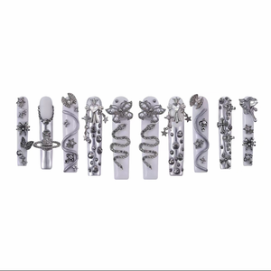 Sang Trọng Handmade Quảng Trường Phong Cách Móng Tay Phụ Nữ Tái Sử Dụng Móng Tay Giả Sang Trọng Dài Acrylic Chất Liệu Nghệ Thuật - Product Image 4