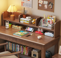 Bureau d'étude en bois massif avec étagère et bibliothèque, table d'écriture pour enfants, bureau informatique pour la maison, vente en gros pour chambre et appartement